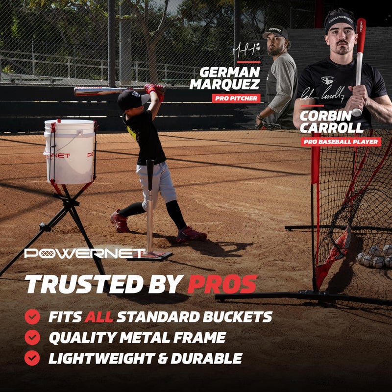 PowerNet Baseball & Softball Ball Caddy, Universal Caddy Holds a Standard Bucket of Baseballs, Softballs or Tennis Balls, for Batting Practice, Training & Drills - Image 2